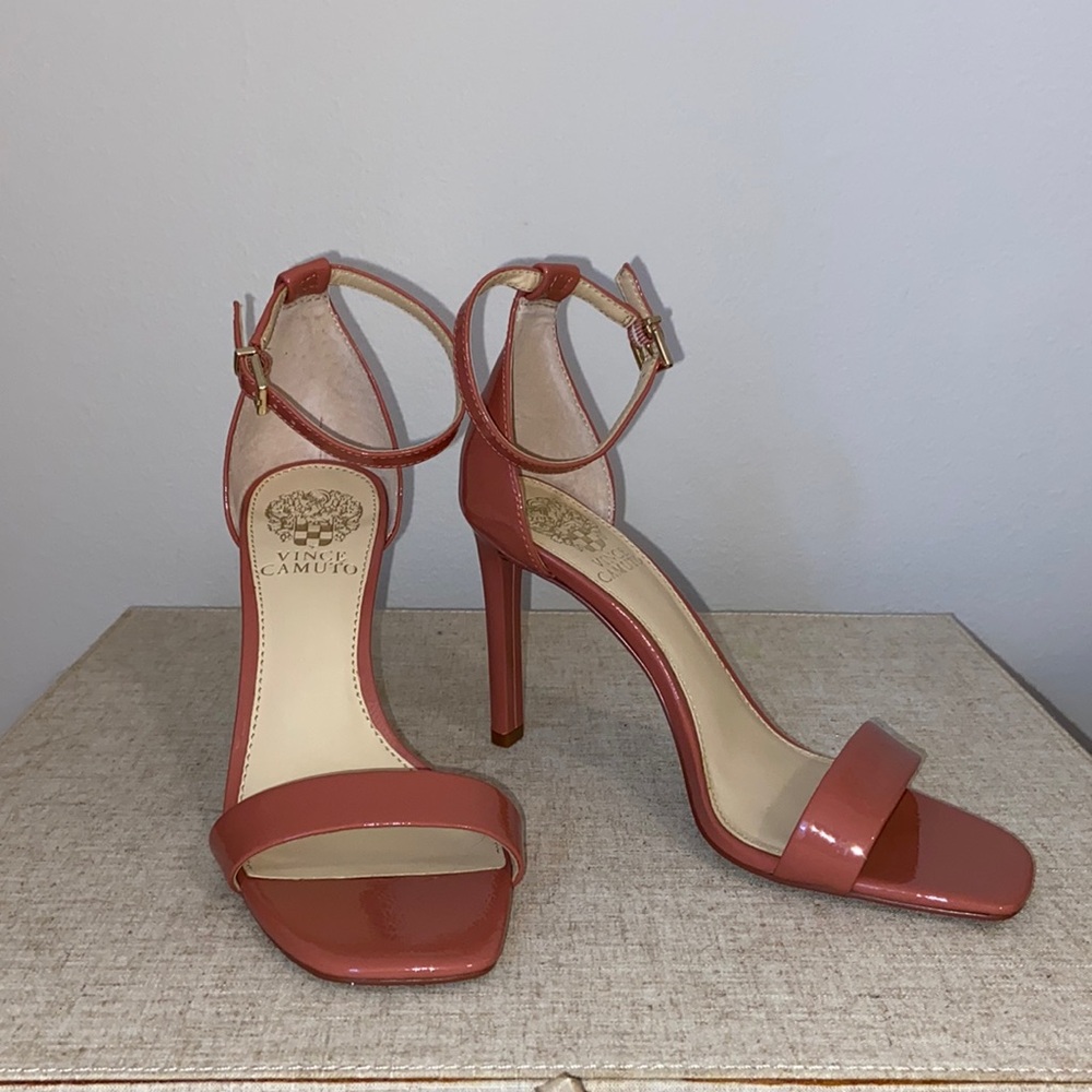 Vince Camuto Square Toe Heels - 7M / 37 1/2 - pink/dusty rose